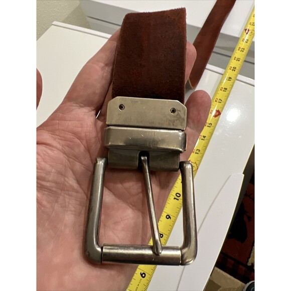 Levis Reversible Belt Brown Leather 1.5" Wide Nickle Buckle Size 36 - Picture 10 of 16